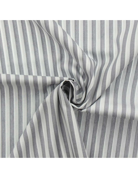 Tessuto popeline di cotone - Righe larghe - Grigio