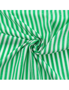 Tessuto popeline di cotone - Righe larghe - Verde