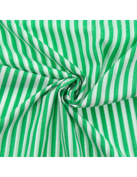 Tessuto popeline di cotone - Righe larghe - Verde