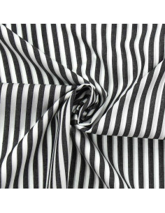 Tessuto popeline di cotone - Righe larghe - Grigio scuro