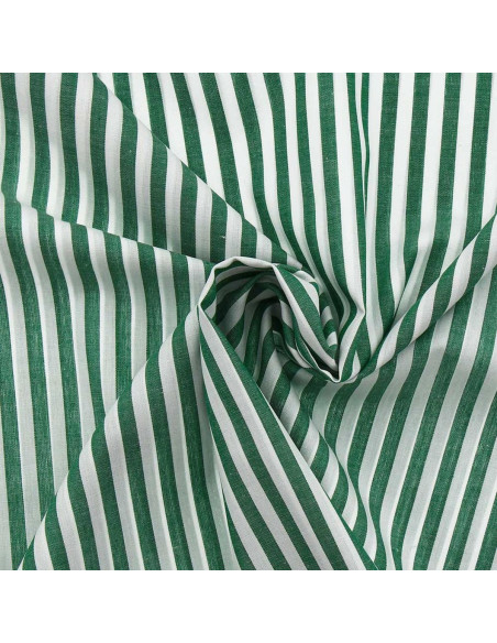 Tessuto popeline di cotone - Righe larghe - Verde scuro