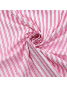 Tessuto popeline di cotone - Righe larghe - Rosa
