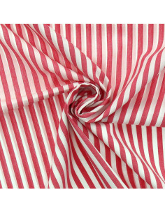 Tessuto popeline di cotone - Righe larghe - Rosso ciliegia