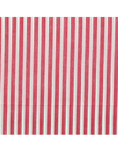 Tessuto popeline di cotone - Righe larghe - Rosso ciliegia