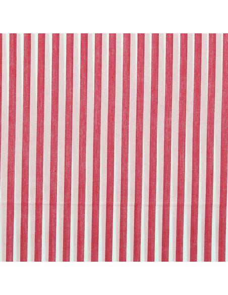 Tessuto popeline di cotone - Righe larghe - Rosso ciliegia
