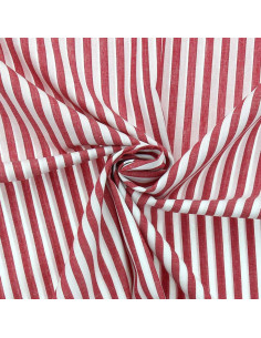 Tessuto popeline di cotone - Righe larghe - Rosso