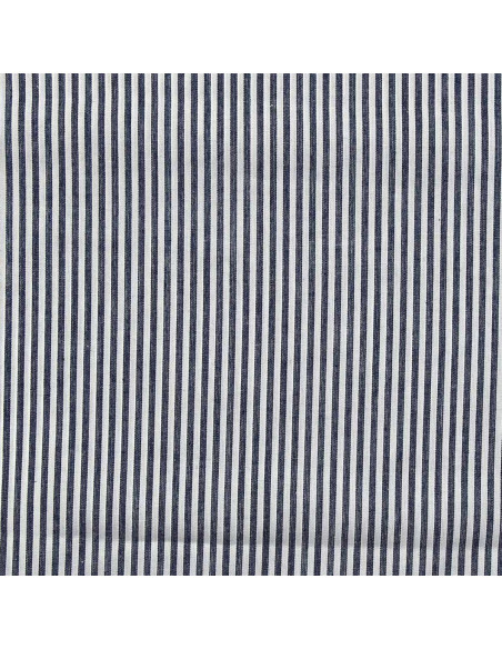 Tessuto popeline di cotone - Righe sottili - Blu marino