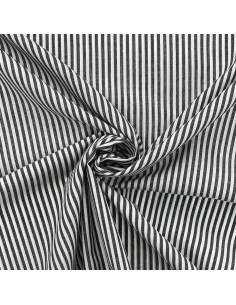 Tessuto popeline di cotone - Righe sottili - Grigio scuro