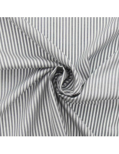 Tessuto popeline di cotone - Righe sottili - Grigio
