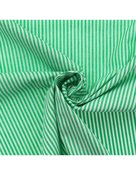 Tessuto popeline di cotone - Righe sottili - Verde