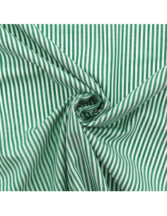 Tessuto popeline di cotone - Righe sottili - Verde scuro