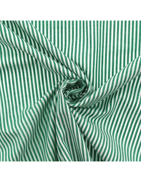 Tessuto popeline di cotone - Righe sottili - Verde scuro