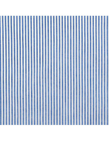 Tessuto popeline di cotone - Righe sottili - Blu
