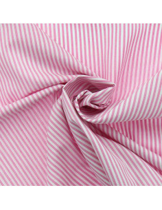 Tessuto popeline di cotone - Righe sottili - Rosa