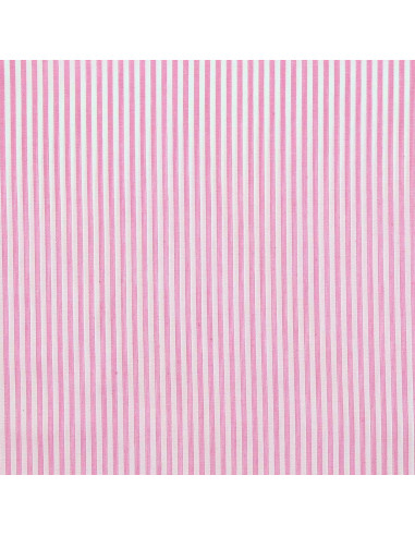 Tessuto popeline di cotone - Righe sottili - Rosa