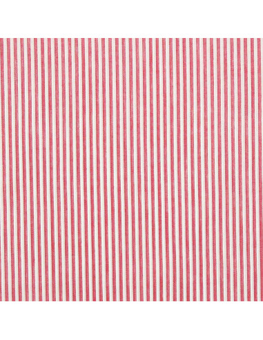 Tessuto popeline di cotone - Righe sottili - Rosso ciliegia