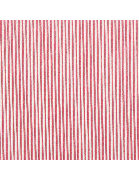 Tessuto popeline di cotone - Righe sottili - Rosso ciliegia