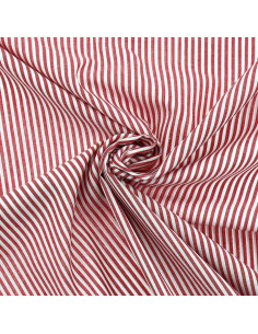 Tessuto popeline di cotone - Righe sottili - Rosso