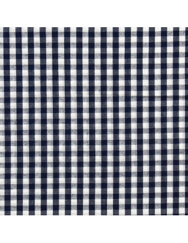 Tessuto popeline di cotone - Vichy a grandi quadri - Blu marino