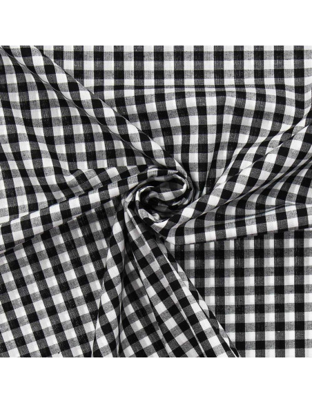 Tessuto popeline di cotone - Vichy grandi quadri - Nero