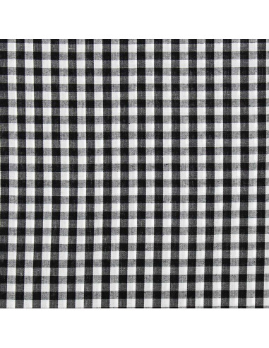 Tessuto popeline di cotone - Vichy grandi quadri - Nero