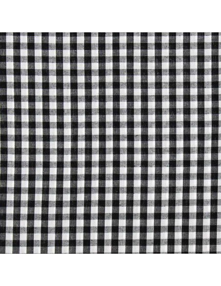 Tessuto popeline di cotone - Vichy grandi quadri - Nero