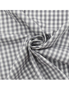 Tessuto popeline di cotone - Vichy grandi quadri - Grigio