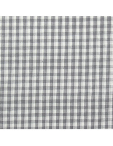 Tessuto popeline di cotone - Vichy grandi quadri - Grigio