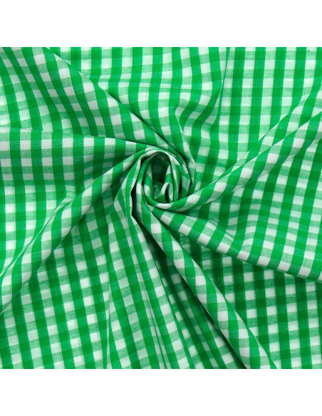 Tessuto popeline di cotone - Vichy grandi quadri - Verde