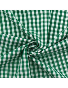 Tessuto popeline di cotone - Vichy a quadri grandi - Verde scuro