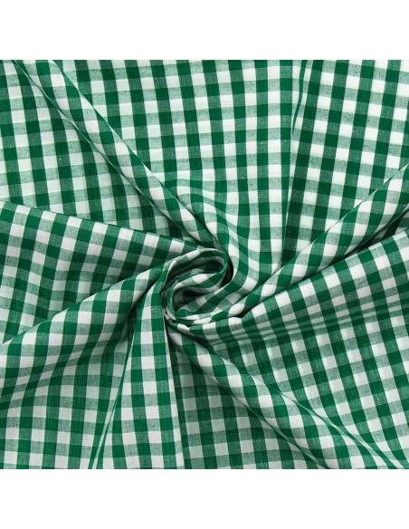 Tessuto popeline di cotone - Vichy a quadri grandi - Verde scuro