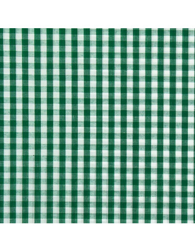 Tessuto popeline di cotone - Vichy a quadri grandi - Verde scuro