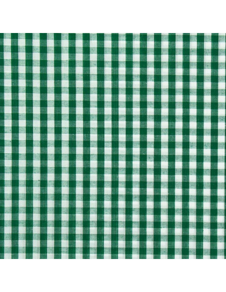 Tessuto popeline di cotone - Vichy a quadri grandi - Verde scuro