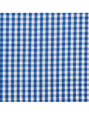 Tessuto popeline di cotone - Vichy grandi quadri - Blu
