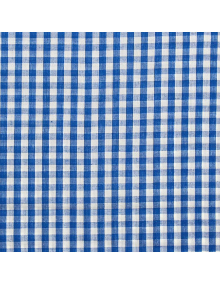 Tessuto popeline di cotone - Vichy grandi quadri - Blu