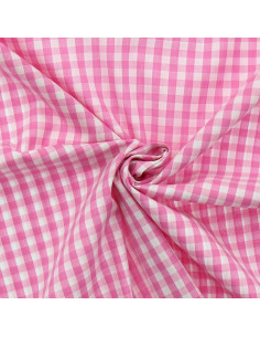 Tessuto popeline di cotone - Vichy a grandi quadri - Rosa