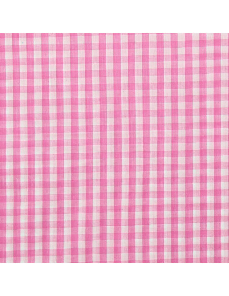 Tessuto popeline di cotone - Vichy a grandi quadri - Rosa