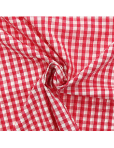 Tessuto popeline di cotone - Vichy a quadri grandi - Lampone