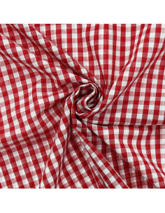 Tessuto popeline di cotone - Vichy grandi quadri - Rosso