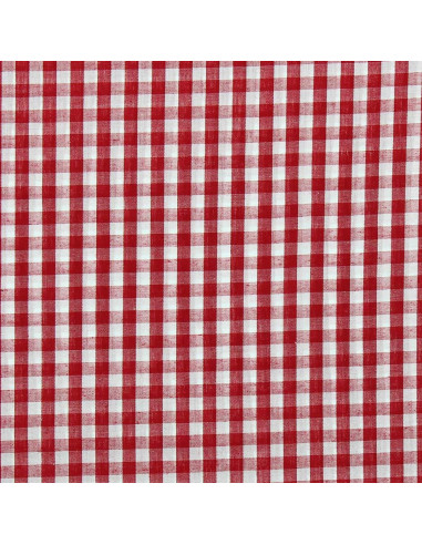 Tessuto popeline di cotone - Vichy grandi quadri - Rosso