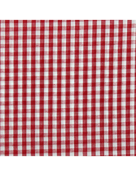 Tessuto popeline di cotone - Vichy grandi quadri - Rosso