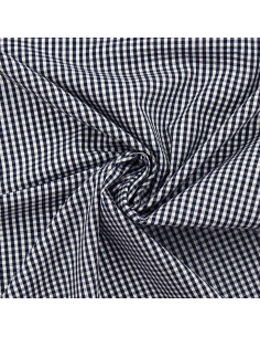 Tessuto popeline di cotone - Vichy a quadretti piccoli - Blu marino