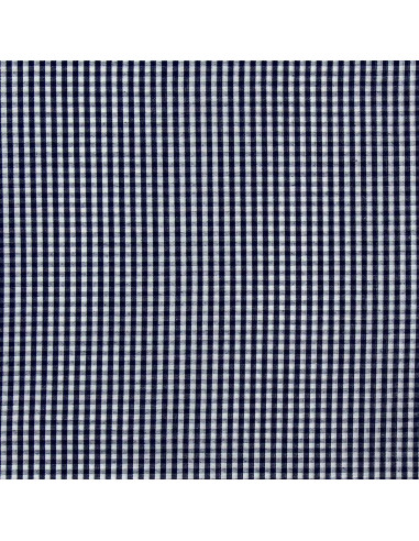 Tessuto popeline di cotone - Vichy a quadretti piccoli - Blu marino