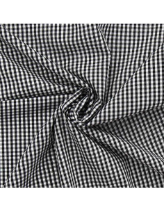 Tessuto popeline di cotone - Vichy a quadretti piccoli - Nero