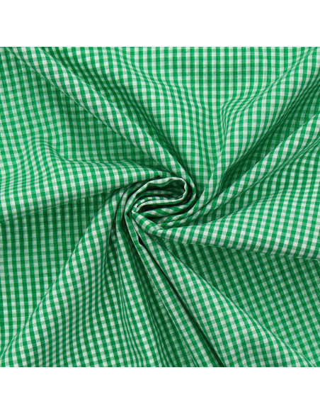 Tessuto popeline di cotone - Vichy a quadretti piccoli - Verde