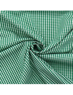 Tessuto popeline di cotone - Vichy a quadretti piccoli - Verde scuro