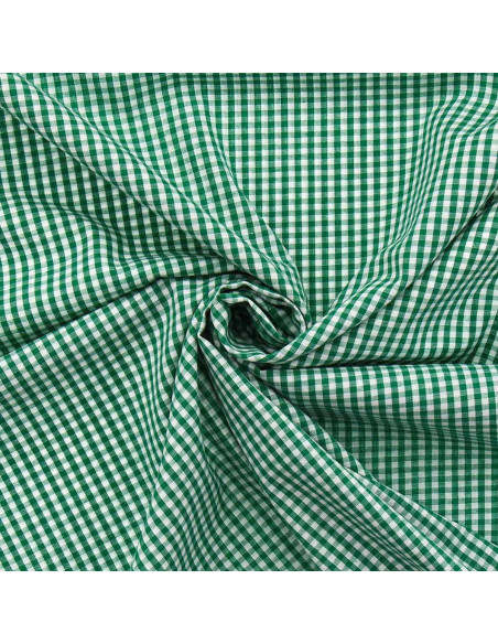 Tessuto popeline di cotone - Vichy a quadretti piccoli - Verde scuro