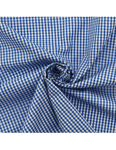 Tessuto popeline di cotone - Vichy piccoli quadretti - Blu