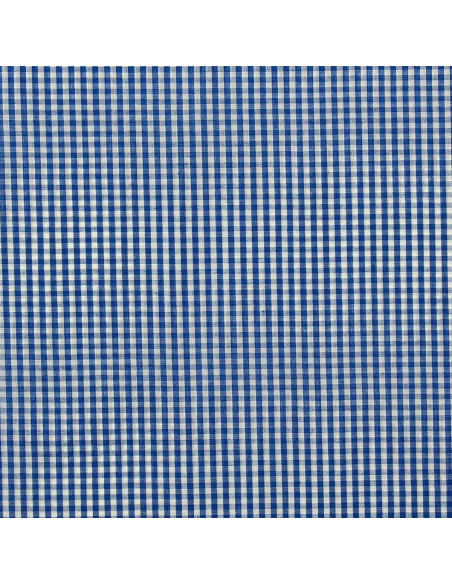 Tessuto popeline di cotone - Vichy piccoli quadretti - Blu