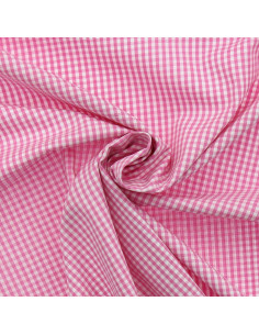 Tessuto popeline di cotone - Vichy piccoli quadretti - Rosa